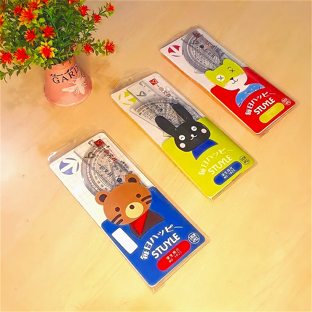 

Paperluxe Penggaris Premium Ruler Set lengkap isi 4 Model lucu/ Untuk Sekolah Kantor 1 Set Isi 4 pcs