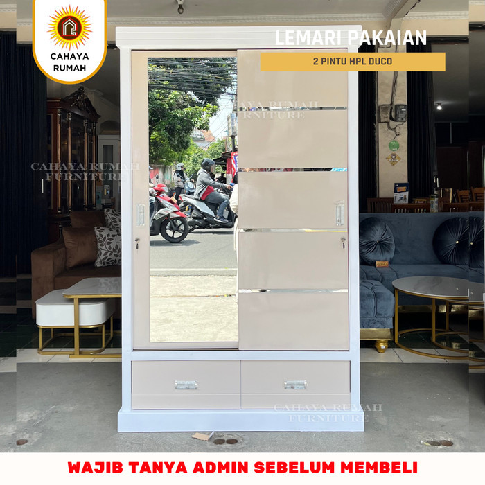 LEMARI PAKAIAN  2 PINTU HPL KOMBINASI DUCO - CUSTOM - CAHAYA RUMAH FURNITURE