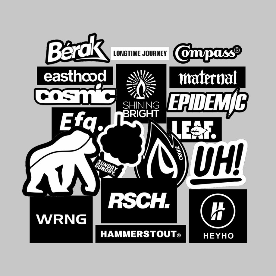 Stiker BW Hitam Putih 18pcs BRANDLOKAL - STIKER AESTHETIC LAPTOP, AKSESORIS HP, ANTI AIR, MOTIF,HELM