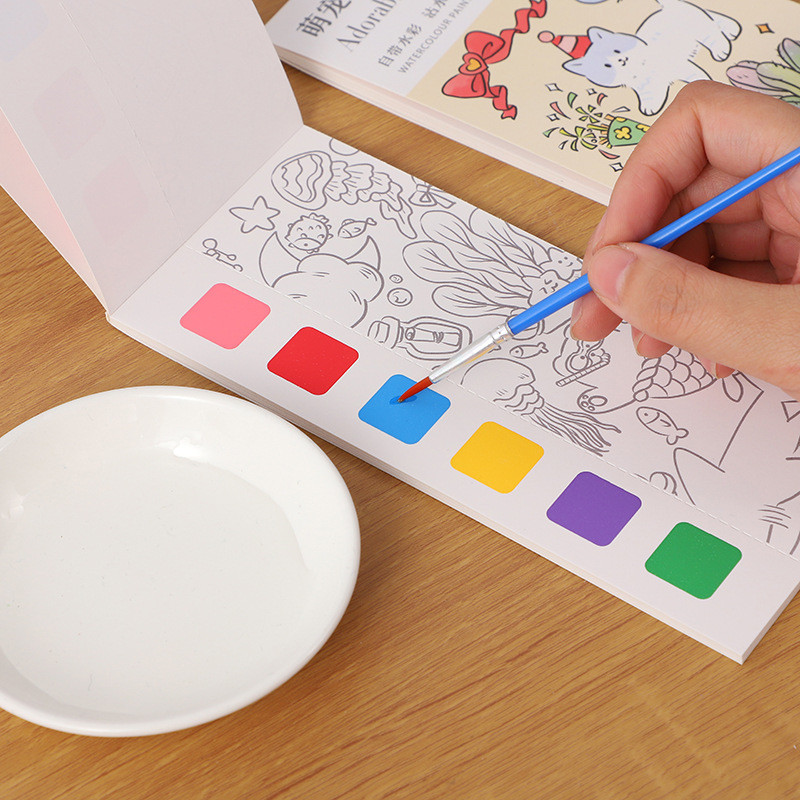 

12pages Children's Watercolor Coloring Book,Drawing Toys For Thanksgiving, Easter, Christmas Gifts, With Built-in Watercolor Pen