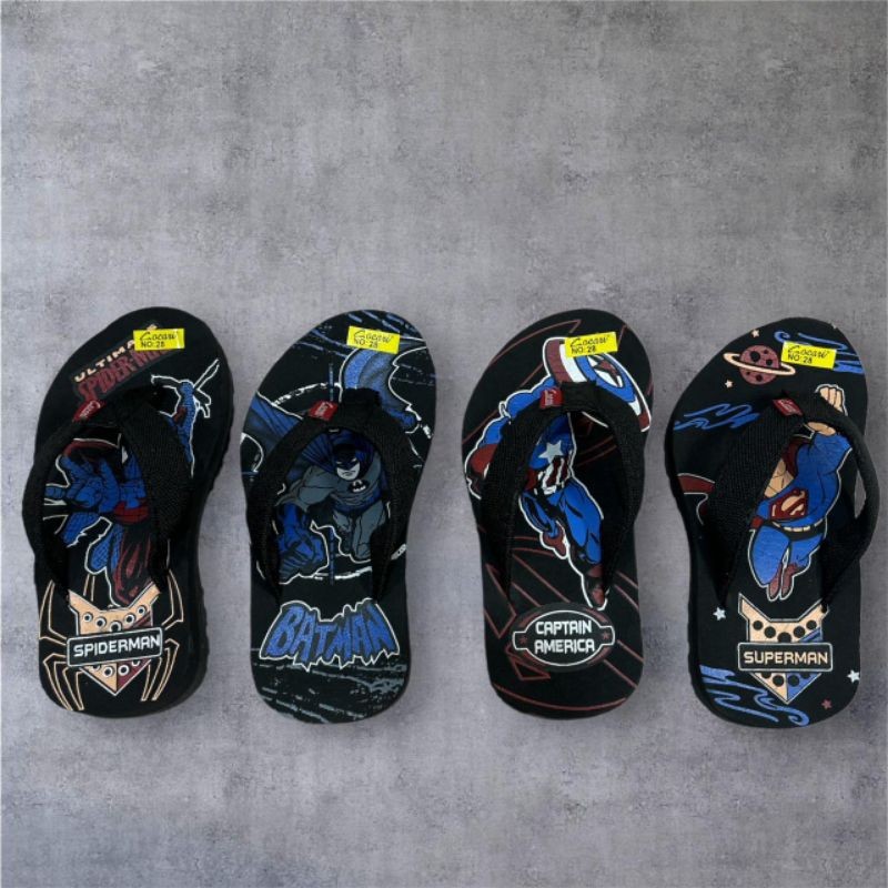 Sandal Anak Cocari Eiger Karakter Batman Spiderman - Sandal Jepit Anak Bahan Sol Karet