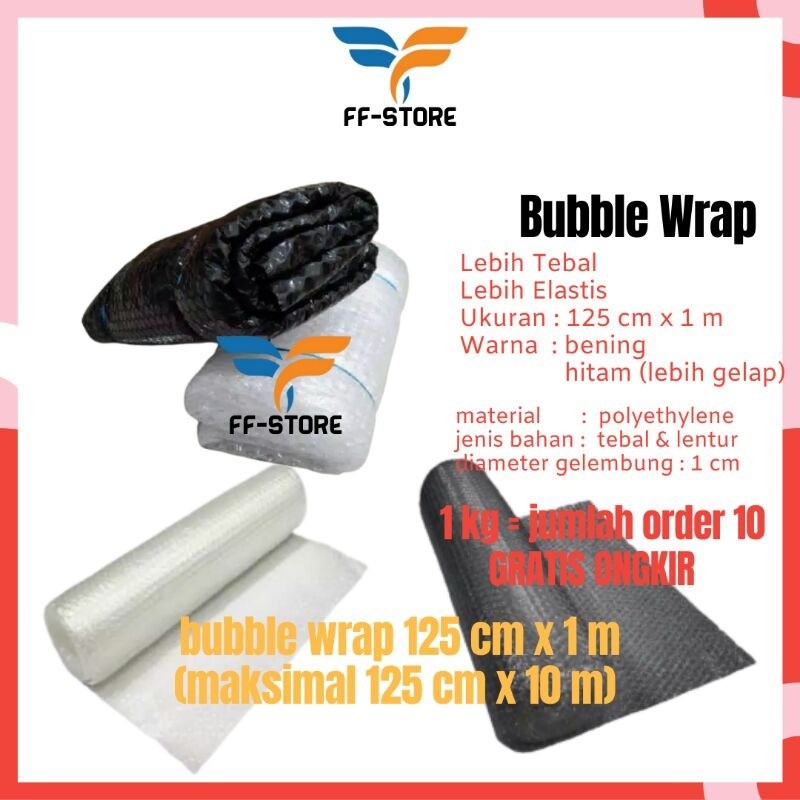 

[1Mx125Cm] Bubble Wrap Hitam Putih Murah Buble Warp Roll 1 m x 125 cm