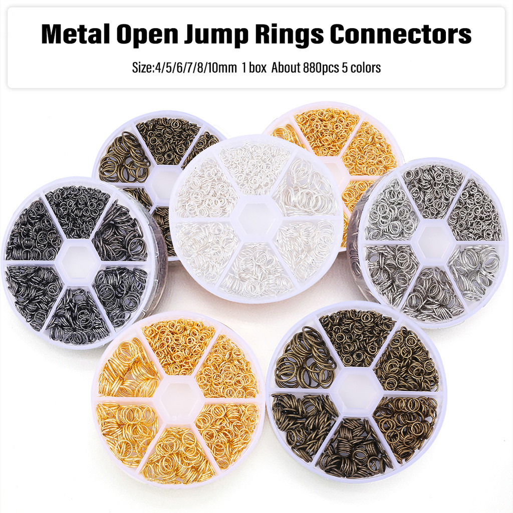 

4/5/6/7/8/10mm 1Box Metal Open Jump Rings Split Rings Connectors Iron Open Jump Ring For Diy Jewelry Making 880pcs