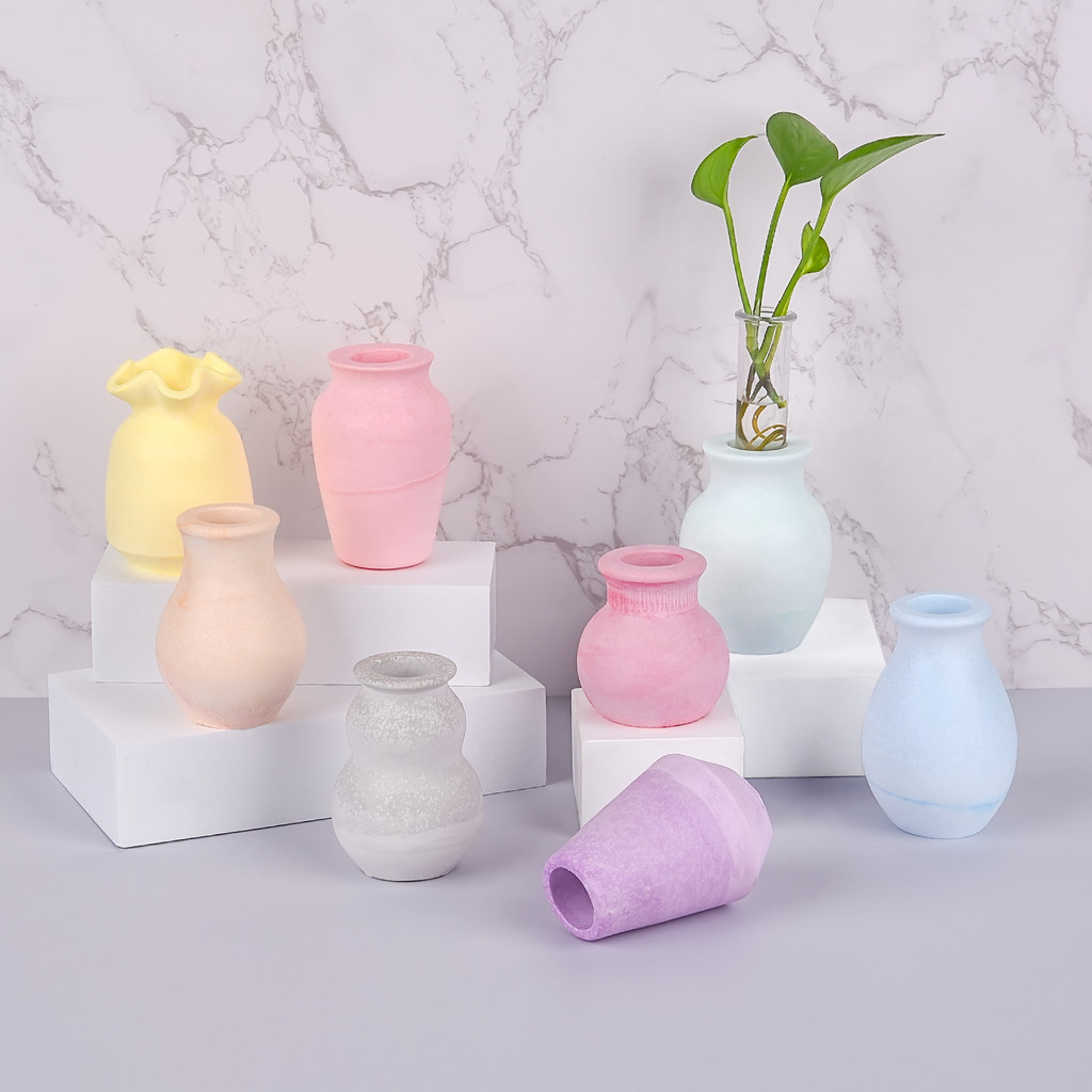 

Mini Simple Vase Silicone Mold DIY Round Mouth Candle Holder Making Plaster Resin Flowerpot Crafts Casting Molds Home Decor