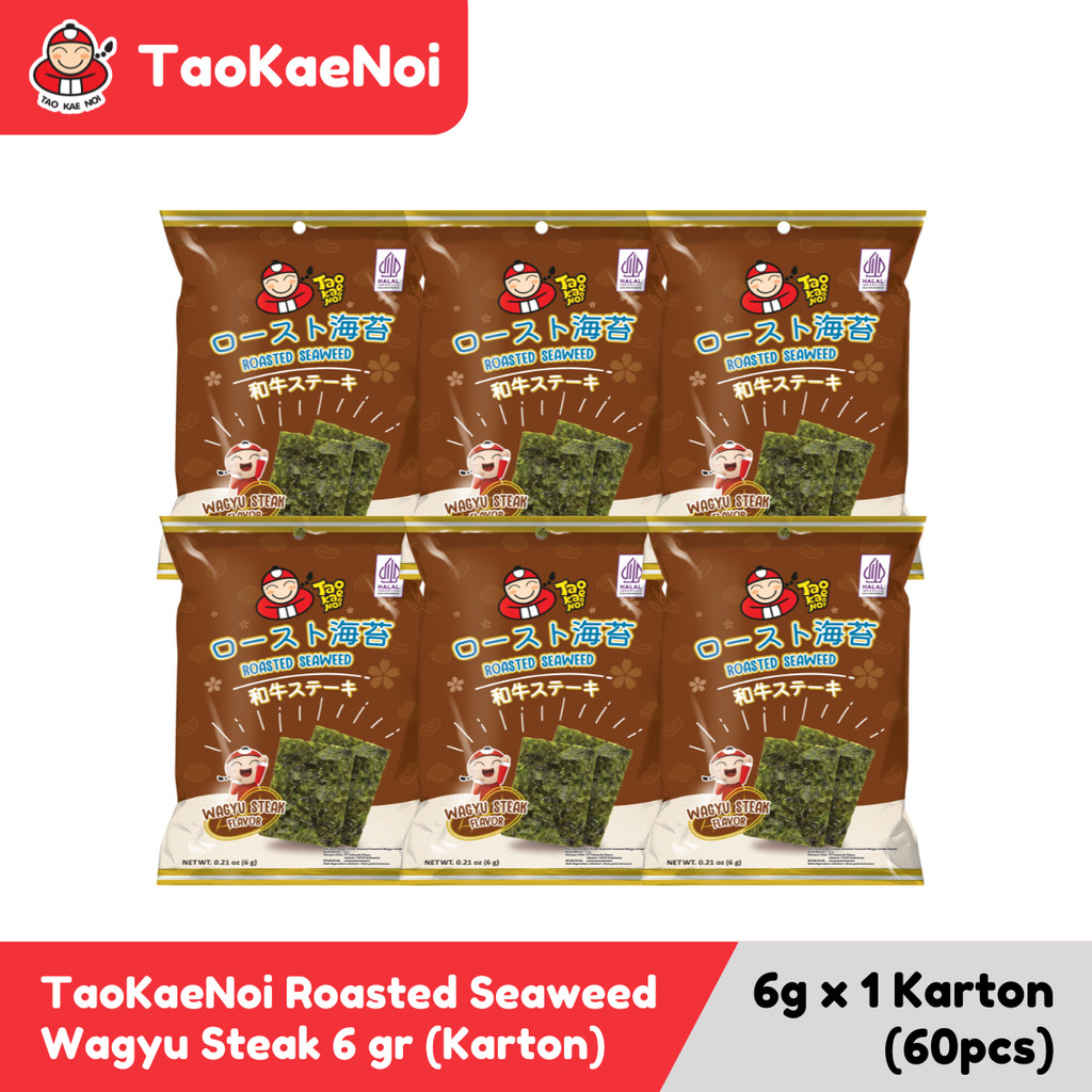 

TaoKaeNoi Rumput Laut Roasted Seaweed Wagyu Steak Flavour 6 gr (karton)