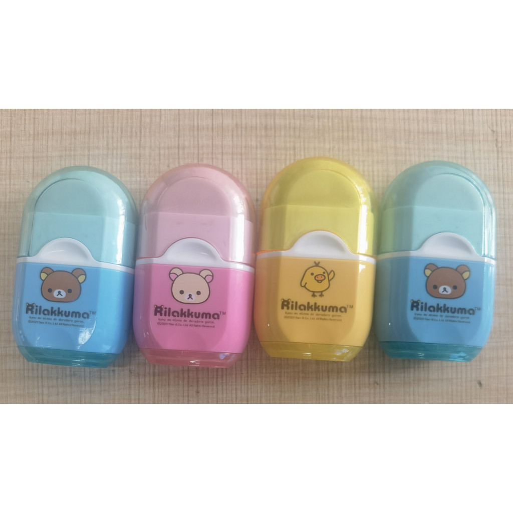 

4pcs AIHAO 69501 Multifunctional Kawaii Rilakkuma Single Hole Pencil Sharpener And Eraser Office Stationery School Supplies
