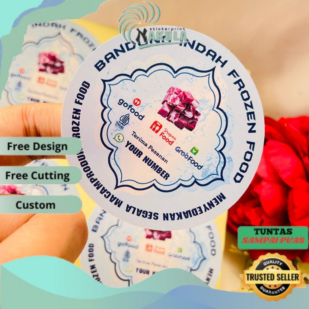 

NKL Sticker Print Cetak Stiker Frozen Food Label Makanan Beku Produk Basah Bulat Chromo Murah