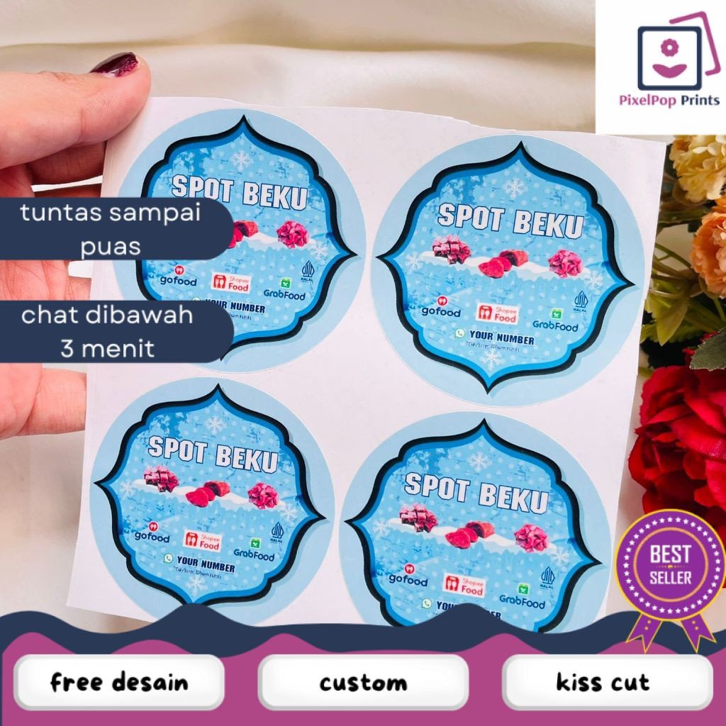 

Opikapip 5-8 Sticker Vinyl Frozen Food Bulat Label Kemasan Makanan Simpan Beku Basah Uk.Sedang