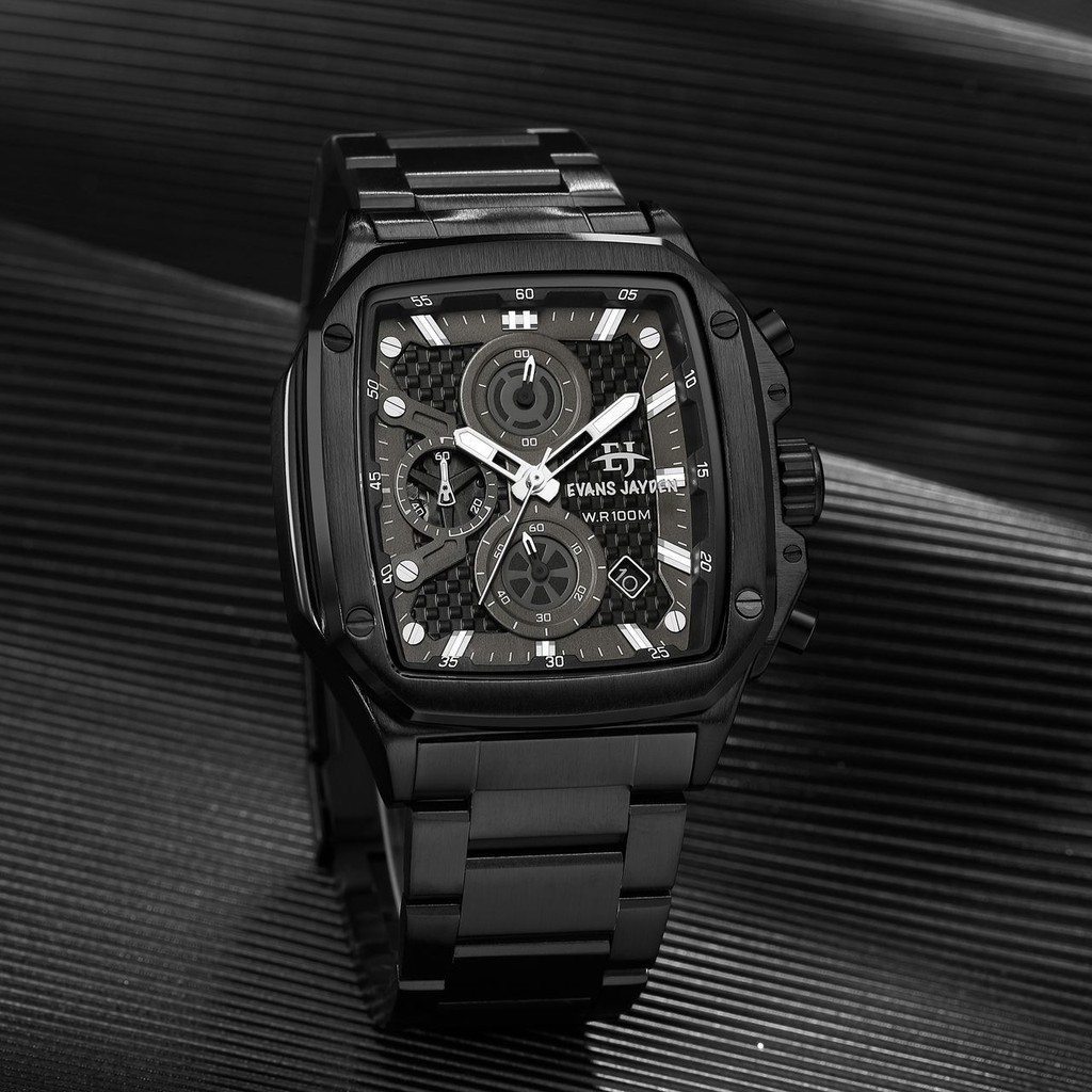 Terlaris Evans Jayden Jam Tangan Pria 9580 Rantai Chrono Kaca Safir Tahan air 10ATM