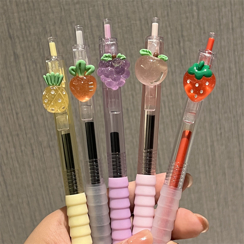 

5pcs fruit Scented Retractable Gel Pens Classic Ballpoint Pen Writing Pen Office School Writing Stationery