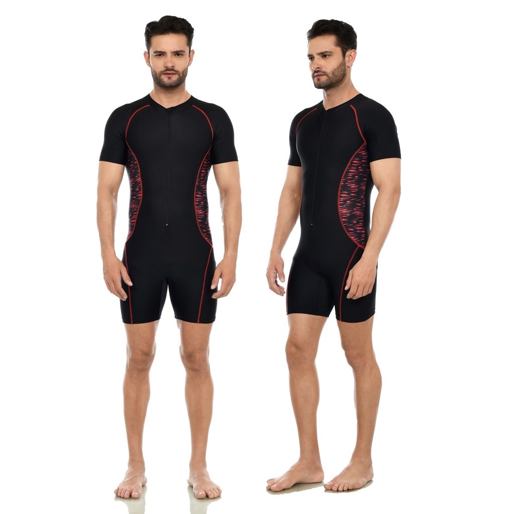 DARTFIT baju renang pria dewasa corak set diving motif corak abstrak