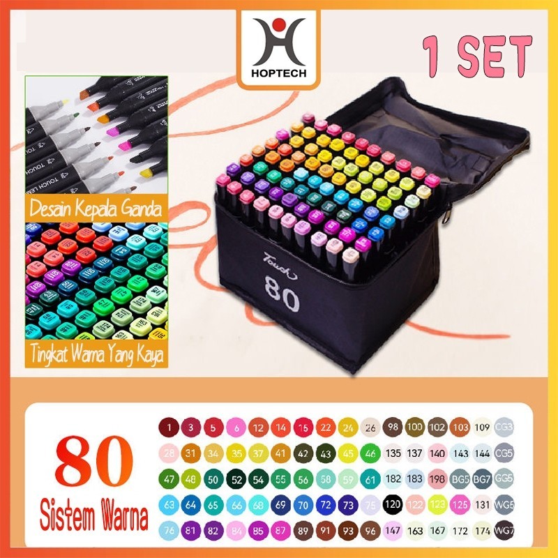 

[MS] - Spidol Warna-Warni Sketch Marker 2 Tip Touch 48/60/80 Warna 1 Set untuk Gambar & Sketch