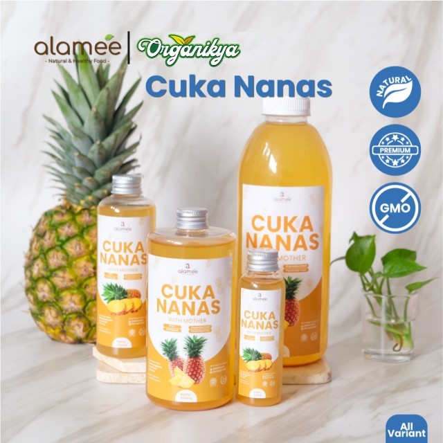 

ALAMEE Cuka Nanas Original Pineapple Cider Vinegar With Mother Organik Asli 500ml 1 Liter organikya