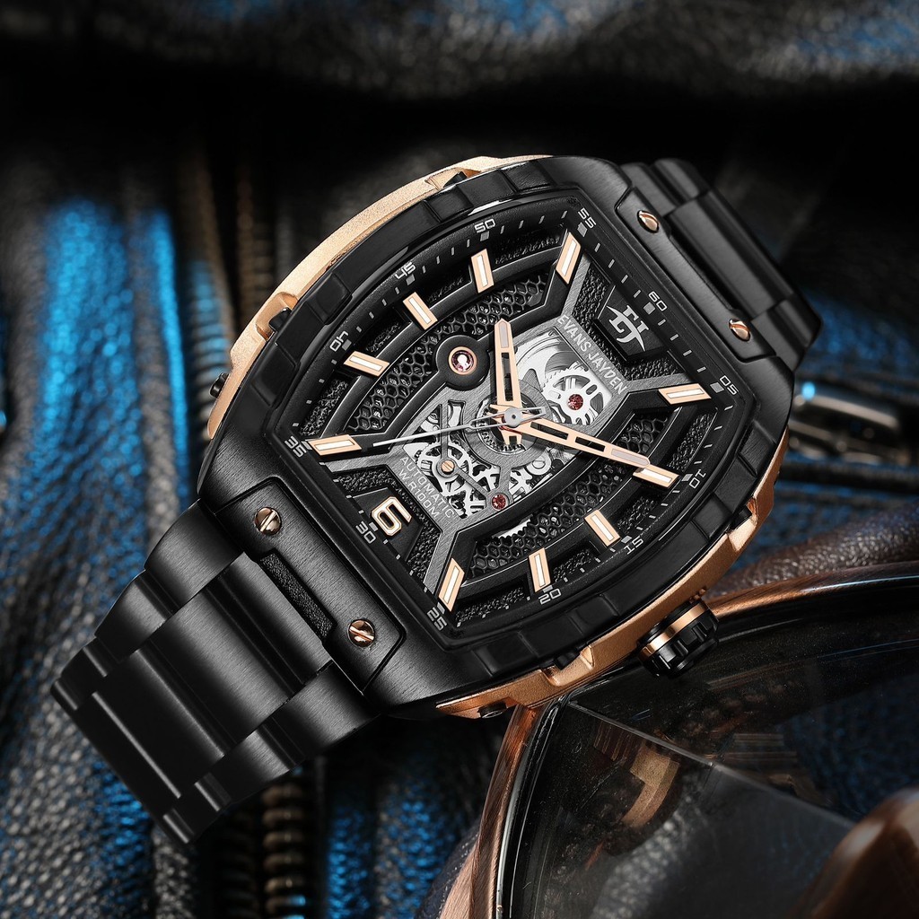 jam tangan Evans Jayden Jam Tangan Pria 9610 Rantai Automatic Stainless Kaca Safir 10ATM