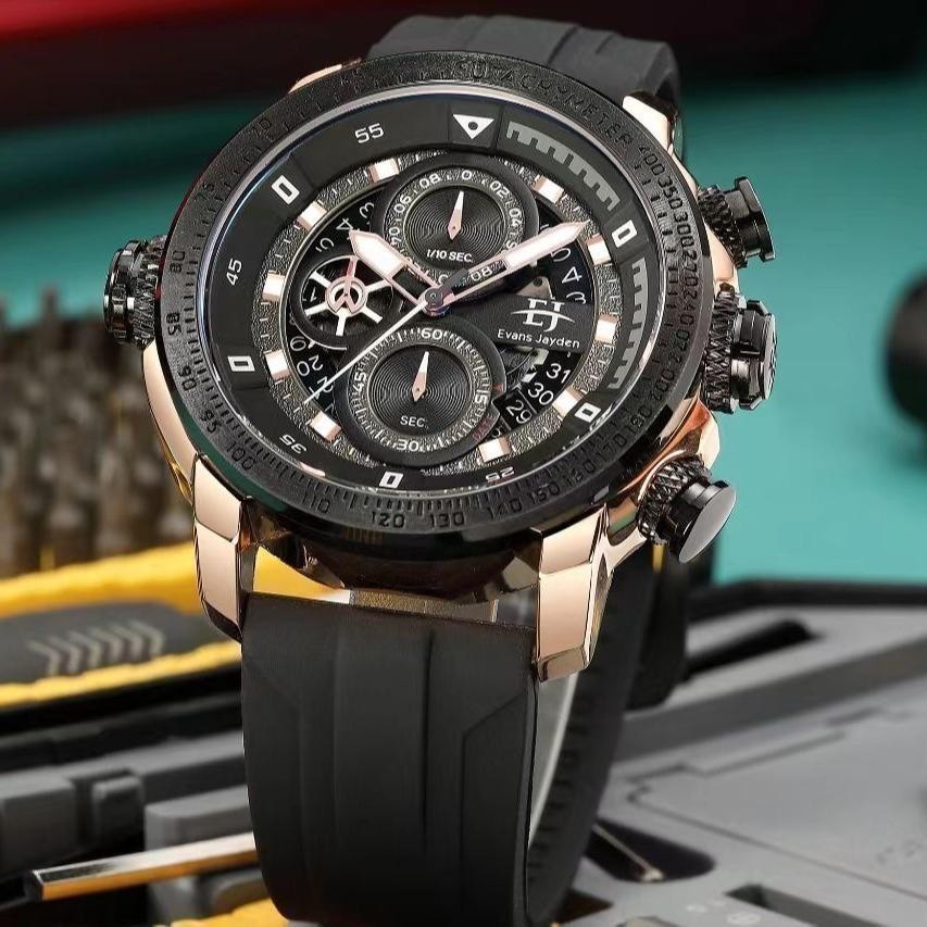 Evans Jayden Jam Tangan Pria 9466 Rubber Silicon Kaca Sapphire Water Resistant 5ATM