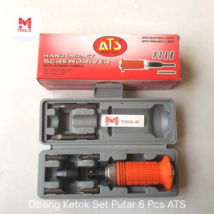 Obeng Ketok Set Putar ATS 6 pcs - ATS Obeng Ketok Set Bodi Besar - Hand Impact Screwdriver ATS - Obe
