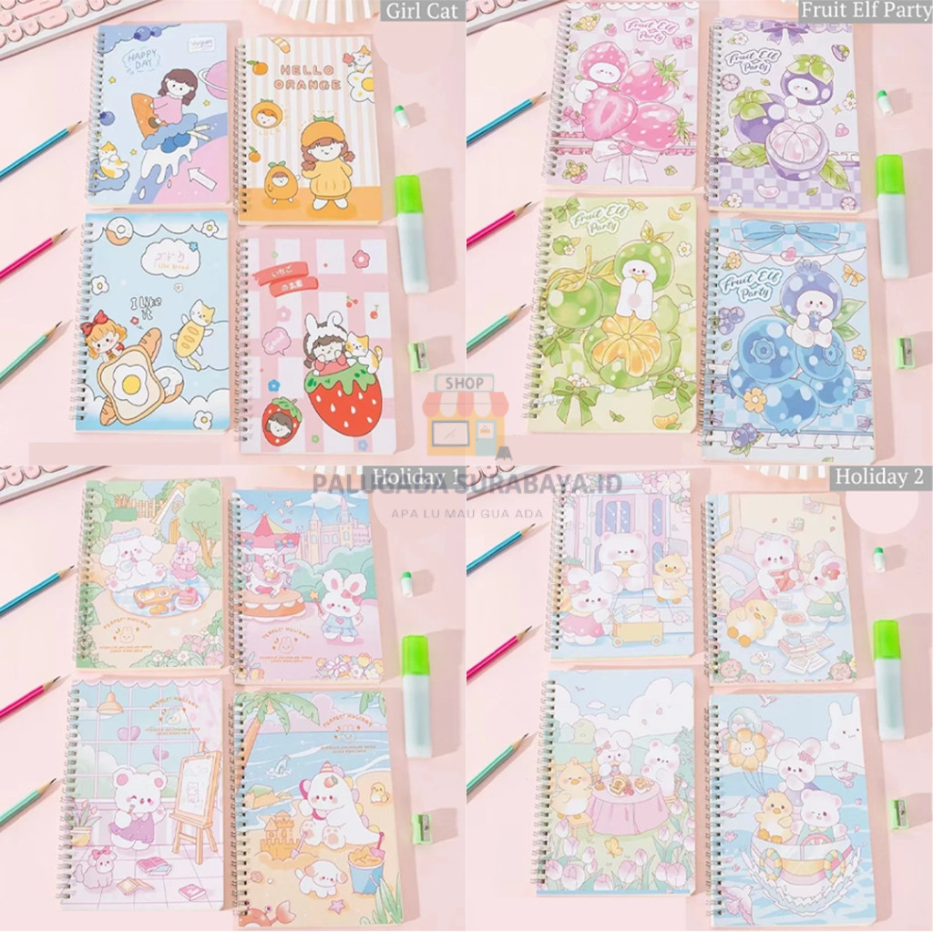 

⭐ PGS ⭐ Ring Notesbook Buku Catatan Kecil A5 Motif Lucu Karakter Isi 60 Lembar 1 pcs