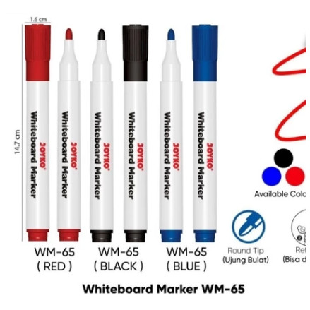 

Spidol Whiteboard Joyko WM-65 - Spidol Papan Tulis Dapat Dihapus Whiteboard Marker Joyko