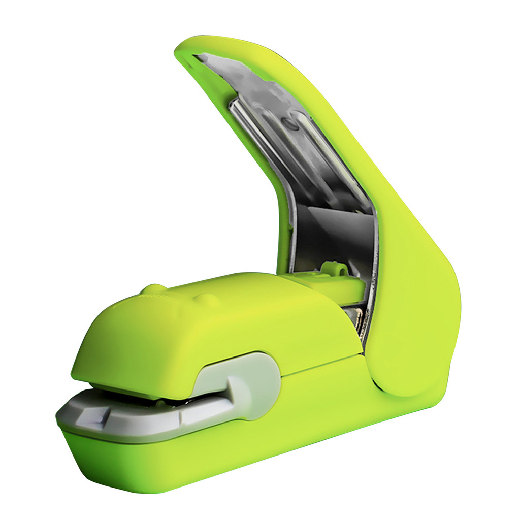 

1PCS Green Color Stapleless Stapler Book Paper Stapling Stapler Mini Desktop Stapler Portable No Staples School Office Supplies