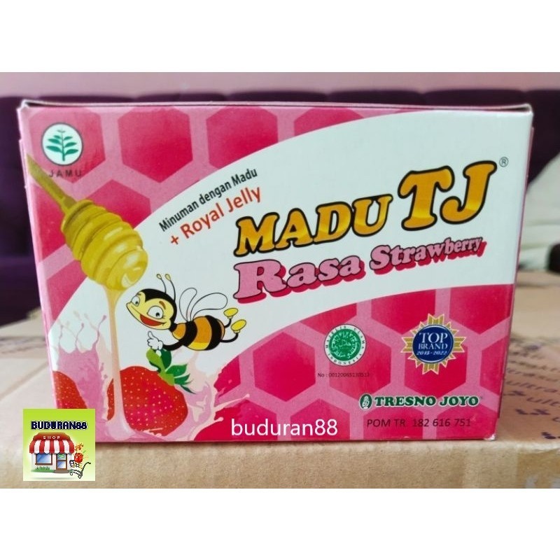 

Madu TJ Sachet 1box isi 12Sachet @20g rasa original, jeruk, strawberry