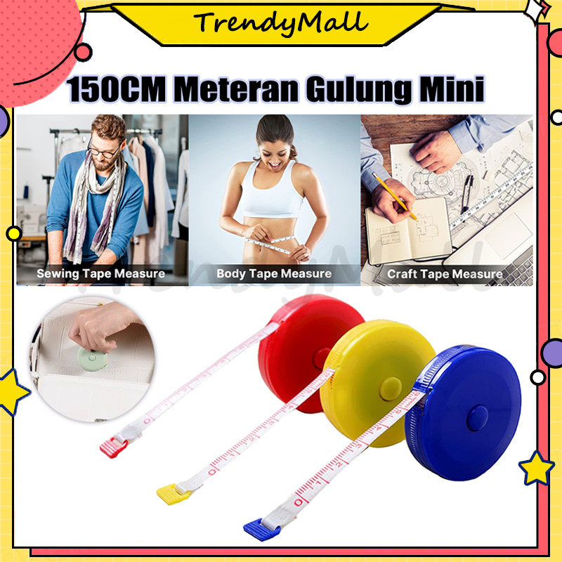 Meteran Gulung Bulat Roll Mini/Meteran Pinggang 150 CM /Meteran Mini Bulat Jahit/meteran pita alat p