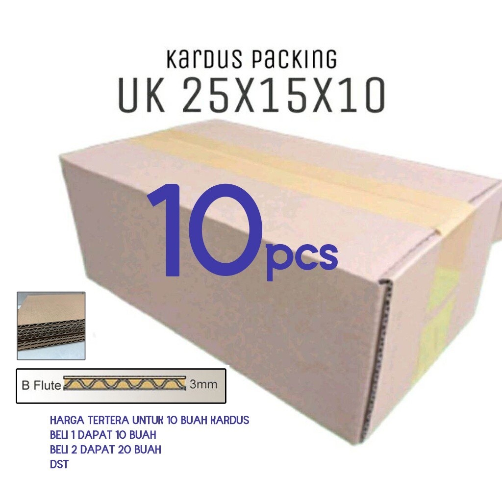 

10 BUAH Kardus Karton DUS 25X15X10 CM single wall craft TEBAL BAGUS