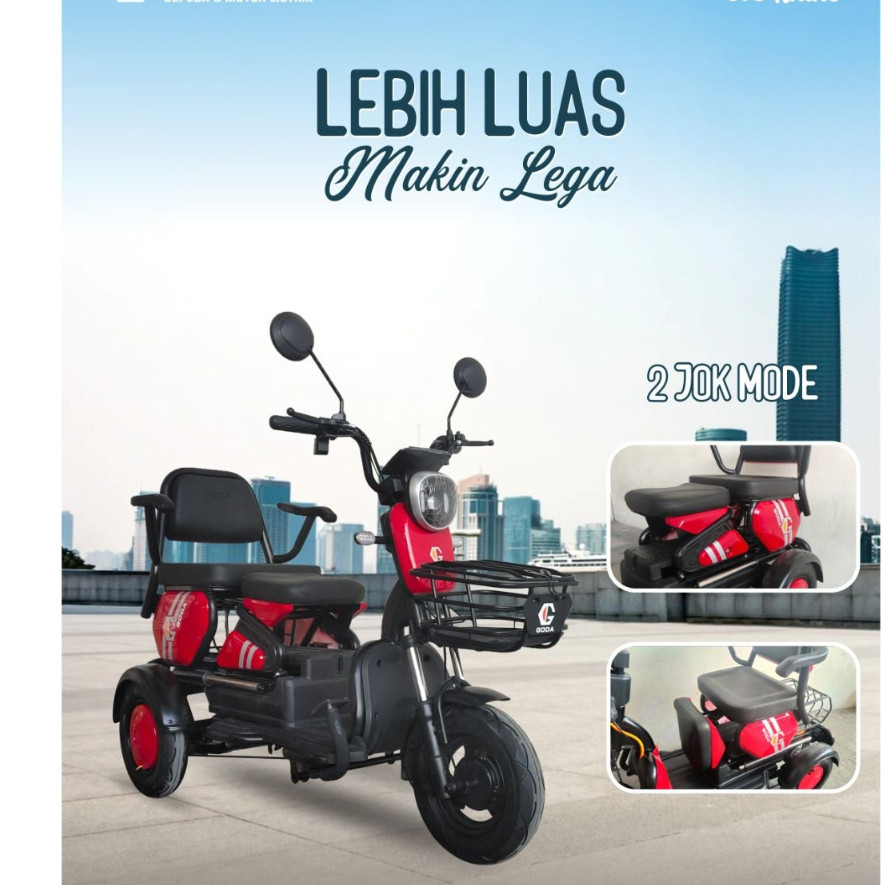 Sepeda Motor Listrik Roda 3 Rhino 310 Goda Maleo 3 Bangku Keranjang ready makassar promo