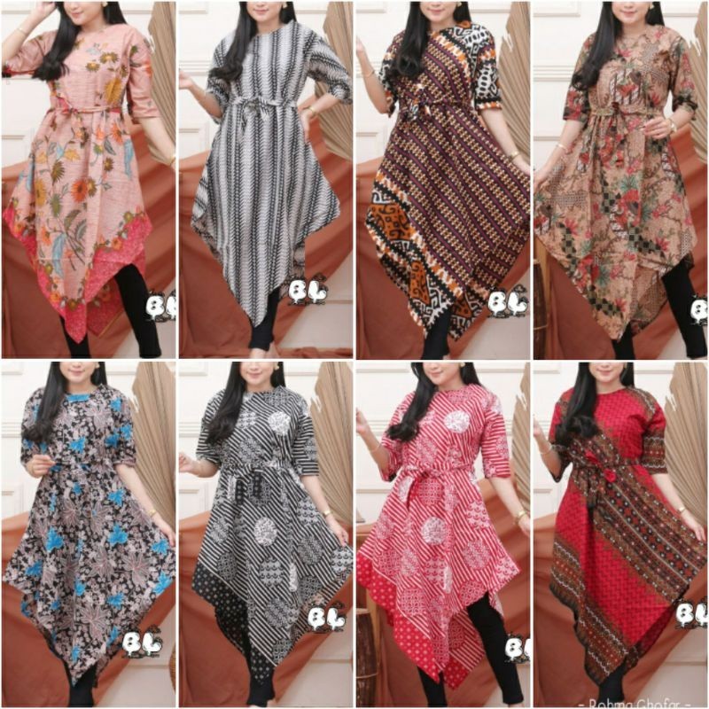 COD M L XL Dress Lancip Motif Tenun Troso Tunik Batik songket modern murah grosir atasan tenun/ BATI