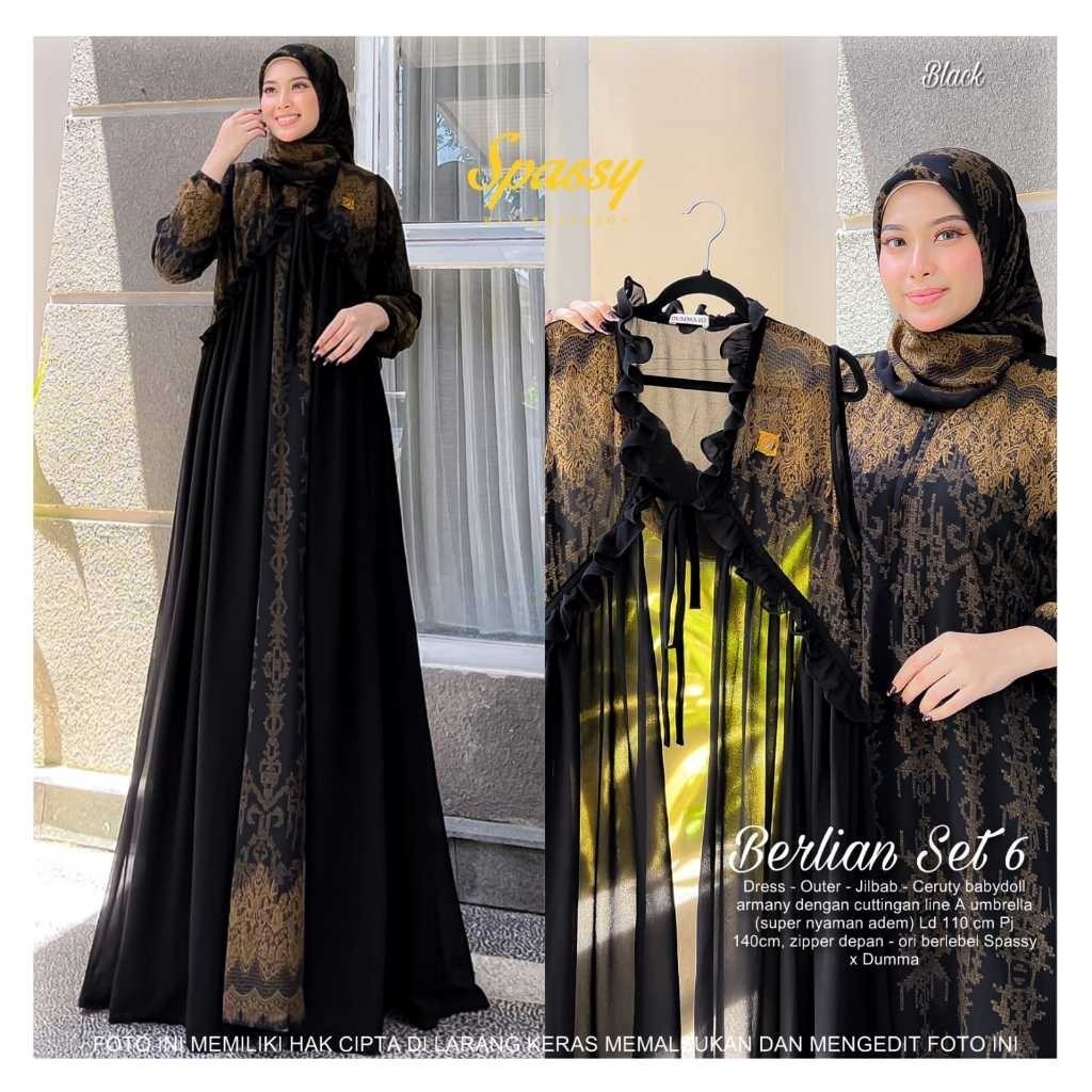 BIG SALE GAMIS TERBARU BERLIAN SET HIJAB DRESS WANITA MUSLIMAH PREMIUM 2024 BY SPASSY X DUMMA
