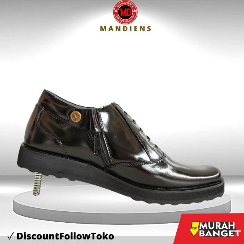 Sepatu pdh- MANDIENS S.02 Sepatu Kulit Pria Oxford Model PDH Kulit Asli Pendek Sol Datar Tebal Untuk