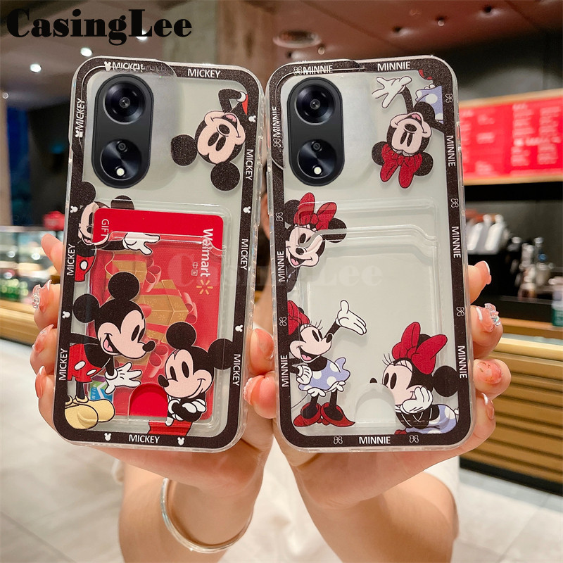Phone Case For Honor X8B X9B X7B 400 Lite Back Cover Card Holder Wallet Mickey and Minnie Clear Fall