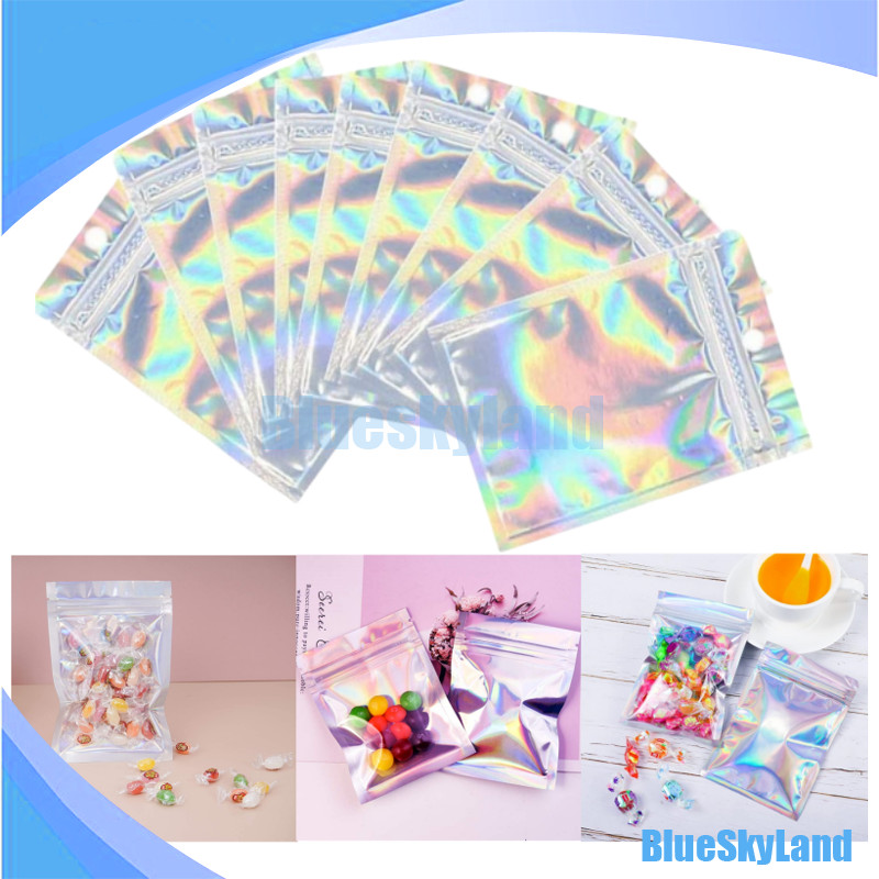 

50PCS Plastik Klip Hologram Ziplock / Holographic Souvenir Aksesoris / Klip Zipper Ziplock Bening Tebal / Ziplock Hologram Foil