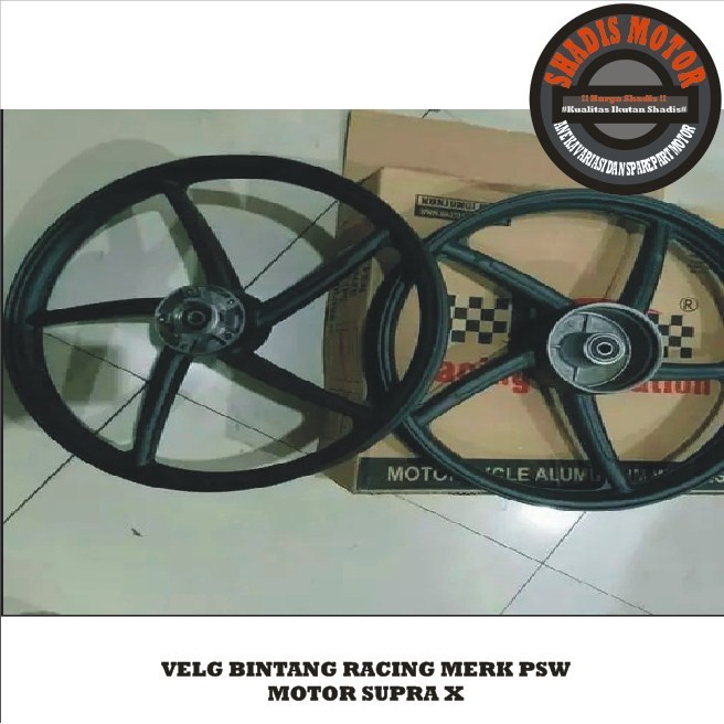 Velg Bintang Motor Merk PSW Ukuran 140/160 Ring 17 Motor Supra X Warna Hitam Velg Palang Motor Depan