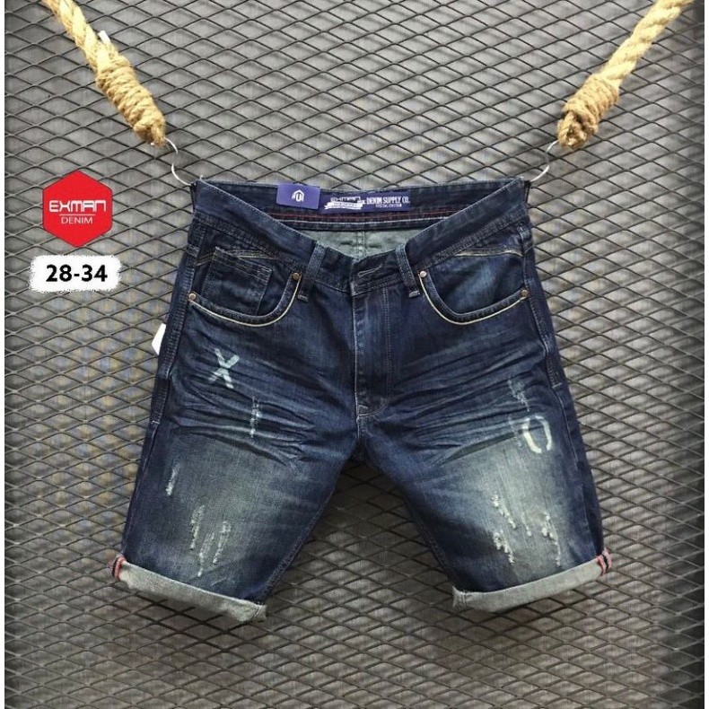 EXMAN//CELANA PENDEK DENIM//CELANA PENDEK PRIA//PENDEK JEANS SOBEK-SOBEK