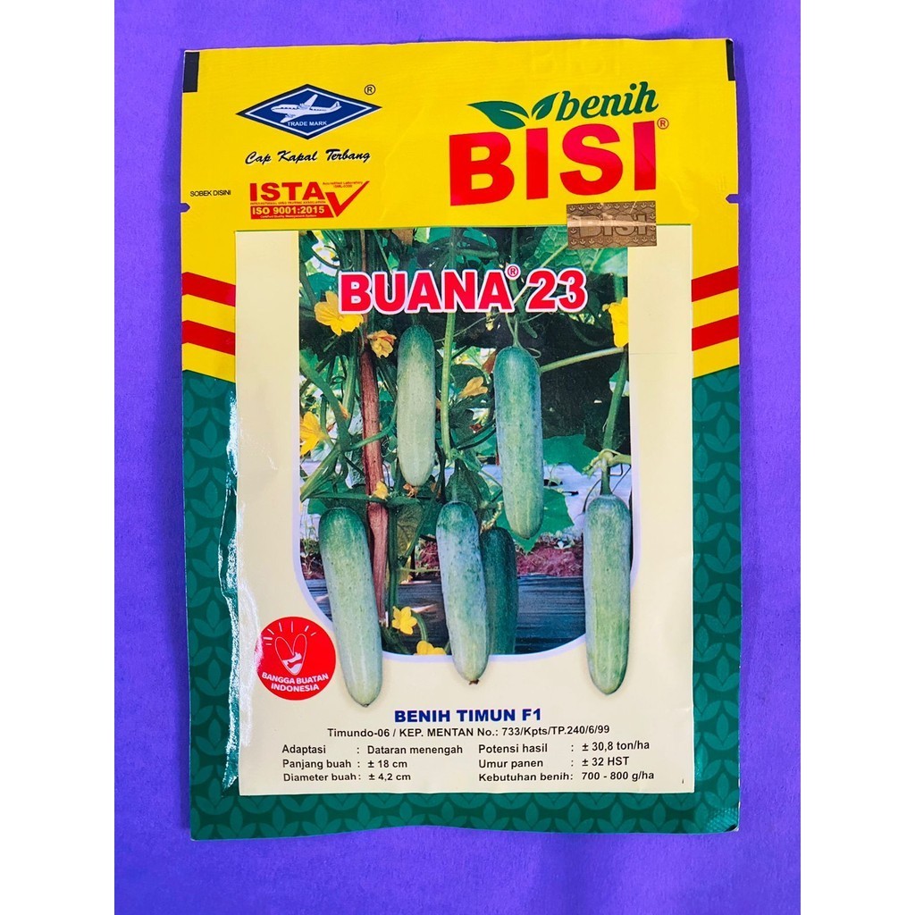 Benih mentimun lalap hibrida F1 BUANA 23 isi 20gr tahan gemini virus dari cap KAPAL TERBANG
