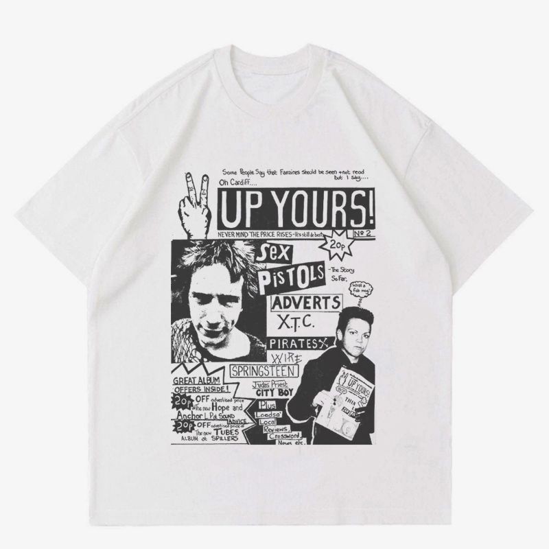 KAOS BAND SEX PISTOLS "UP YOURS" | T-SHIRT BAJU BAND SEX PISTOLS | KAOS PUTIH PRIA tee
