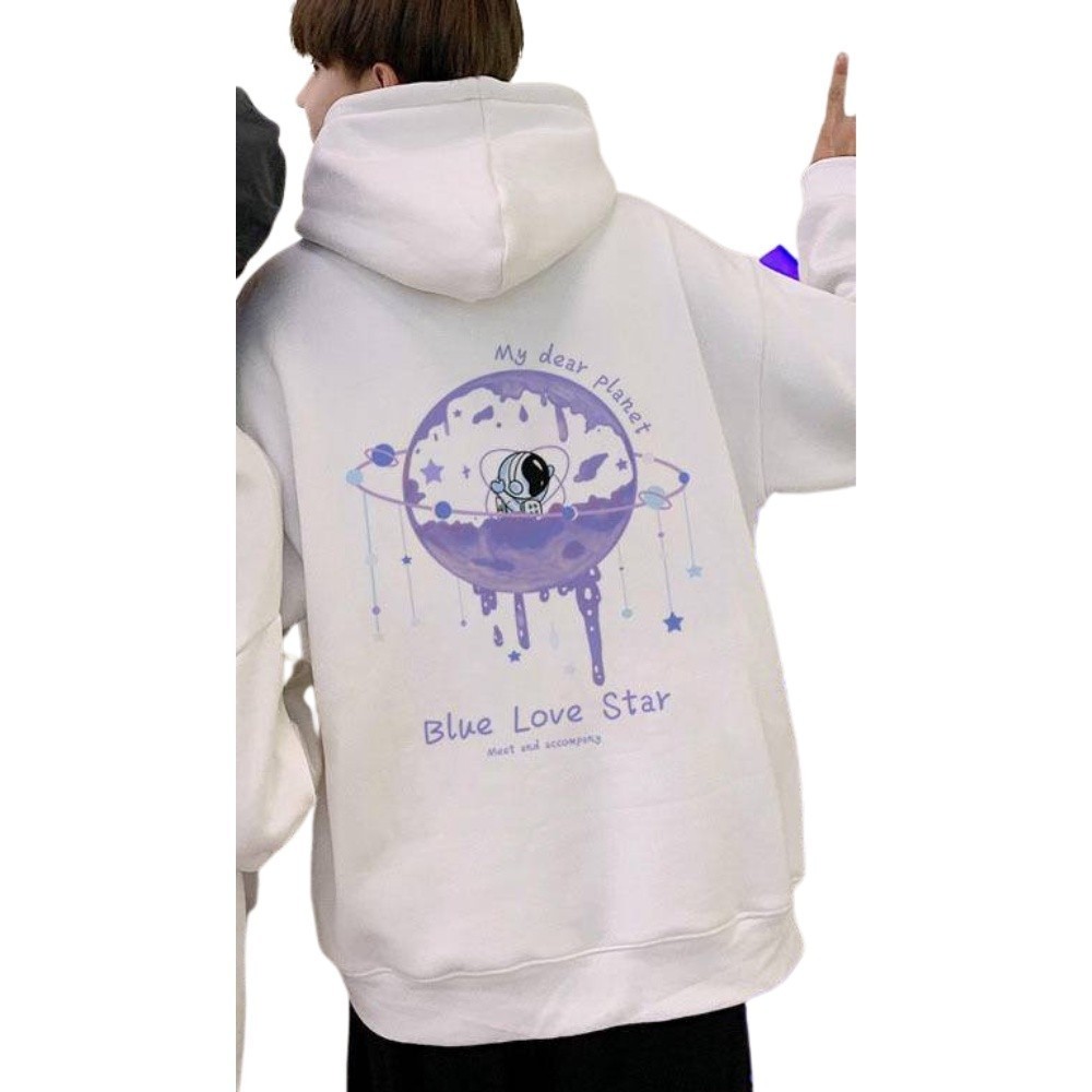 HOODIE BLUE PINK PLANET HOODIE COUPLE PASANGAN KEKINIAN COWOK CEWEK/REMAJA KEREN TERBARU KOREAN STYL