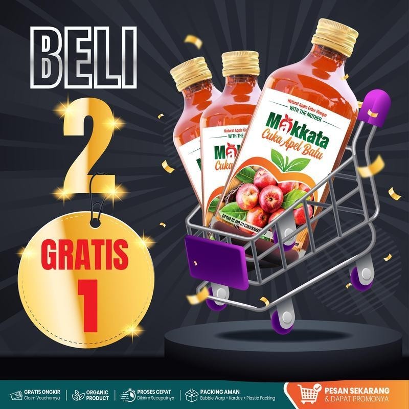 

BELI 2 GRATIS 1 Cuka Apel Makkata With The Mother Organic BPOM