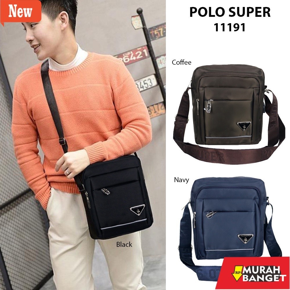 Tas selempang pria viral- Tas Pria Polo Super Tas Selempang Import USB Portable Sling bag Trendy  Wa