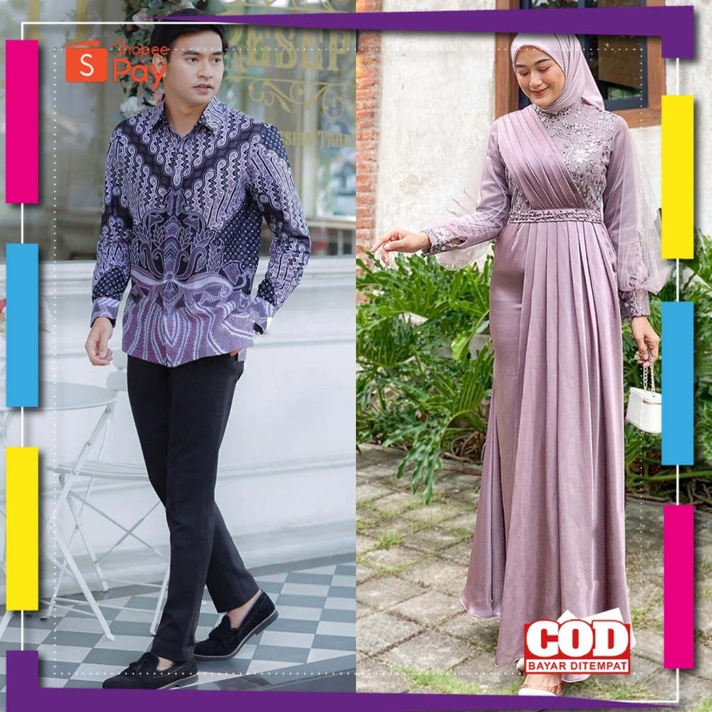 KAIN LEMBUT HALUS ADEM TEBAL / AZKANA BATIK - Gamis Couple Adeeva Dress Kondangan Dan Lebaran Modern