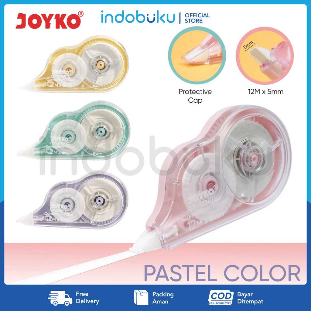 

Correction Tape Joyko Pastel Pita Koreksi Joyko Warna Pastel 12M X 5MM CT-522PTL