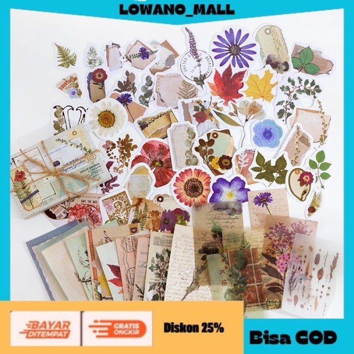 

[[LOWANOMALL]] TERLARIS Scrapbook Stickers Supplies Box Isi 60 Lembar Stiker Art Paper Vintage F COD