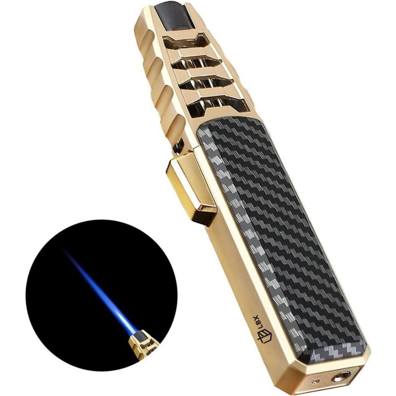 Korek Api Gas Flame Jet Gun Butane Blow Torch Portable Anti Angin Api Biru Besar Masak Bakar Camping Outdoor Dapur Isi Ulang Gas Butane Flamethrower LBX