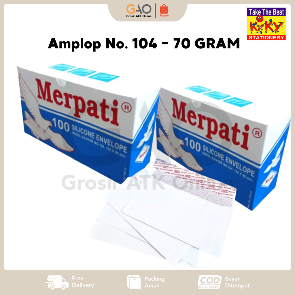 

Amplop Merpati No. 104 - 70 GRAM Silicone (Perekat) - 1 Pack isi 100 Amplop