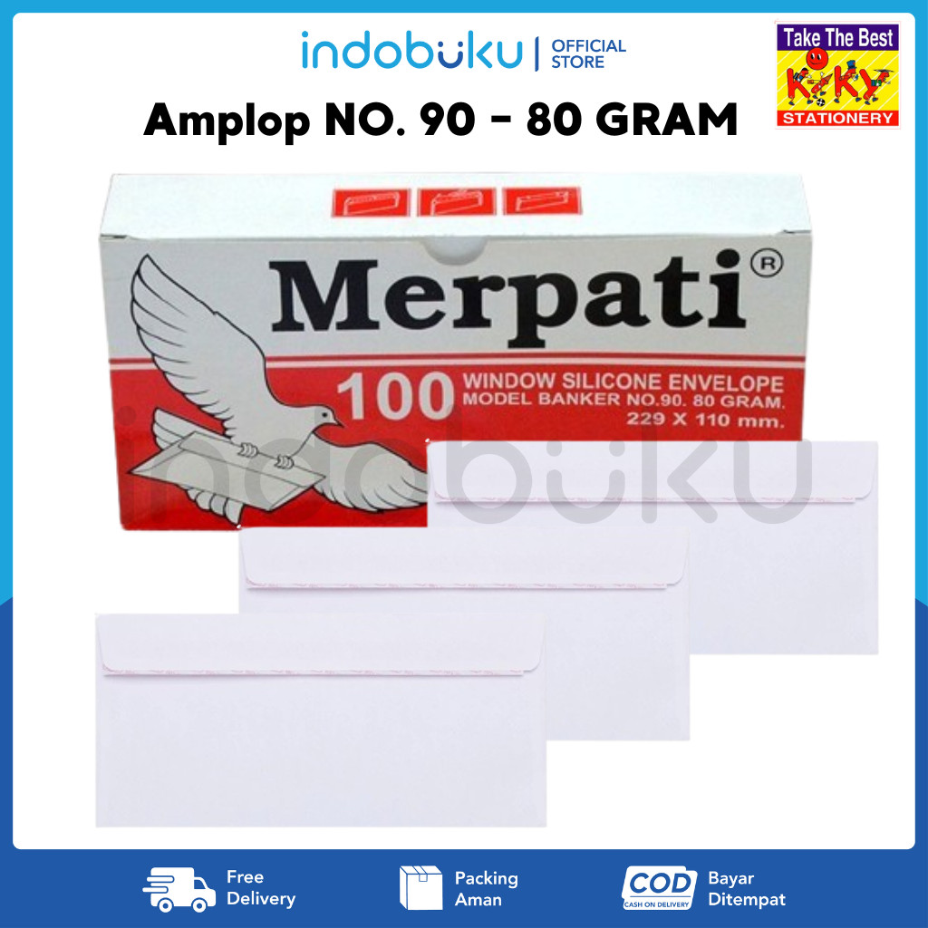 

Amplop Merpati Merah NO. 90 - 80 GRAM Ukr 229 x 110 mm - 1 Pack isi 100 Amplop 62475002