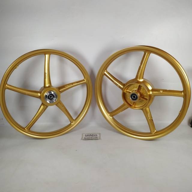 Velg Bintang Motor Merk  RCB Tipe 522 Ukuran 140/160 Ring 17 Motor Jupiter Z Warna Gold Velg Palang 