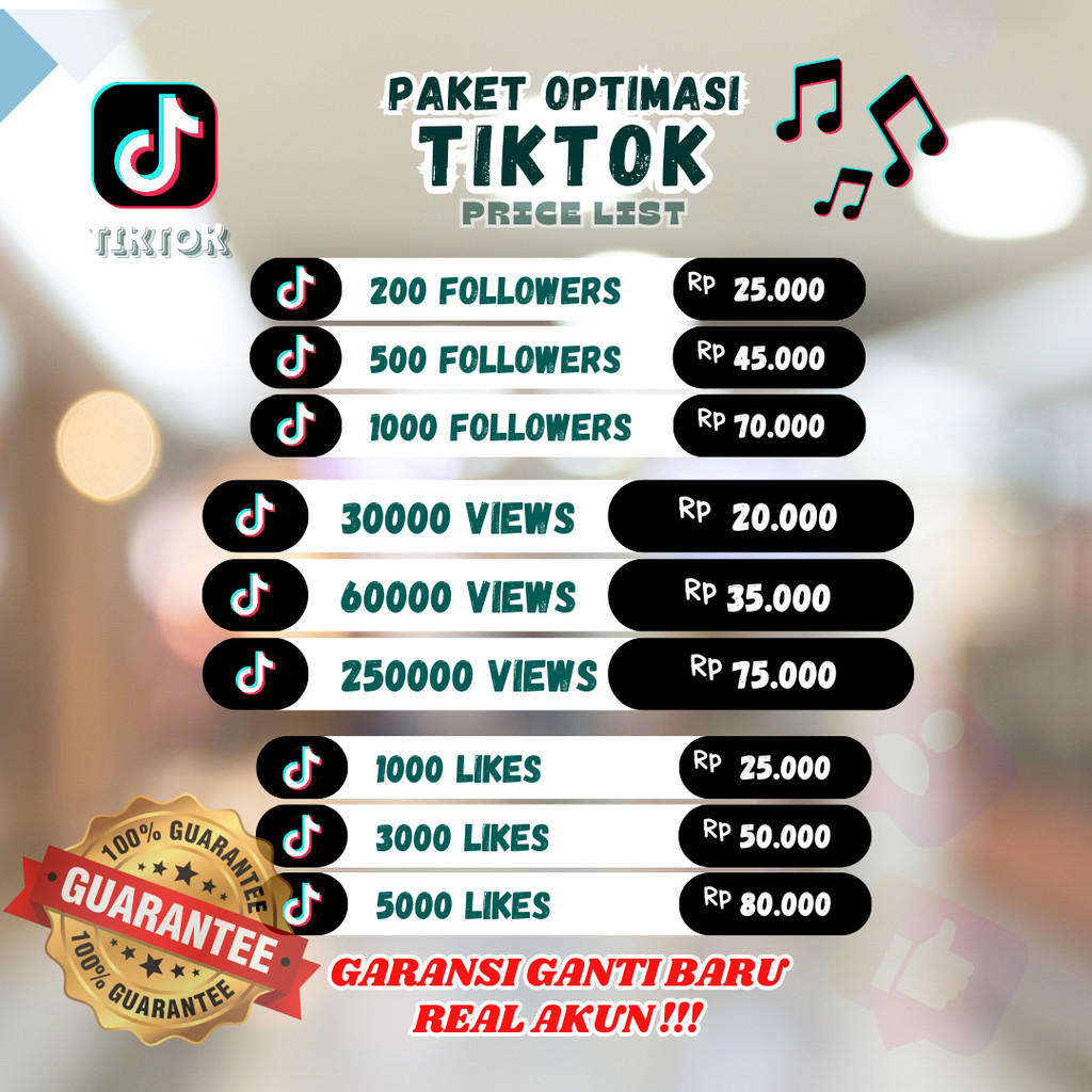 FOLLOWER TIKTOK LIKE VIEW PERMANEN BERGARANSI