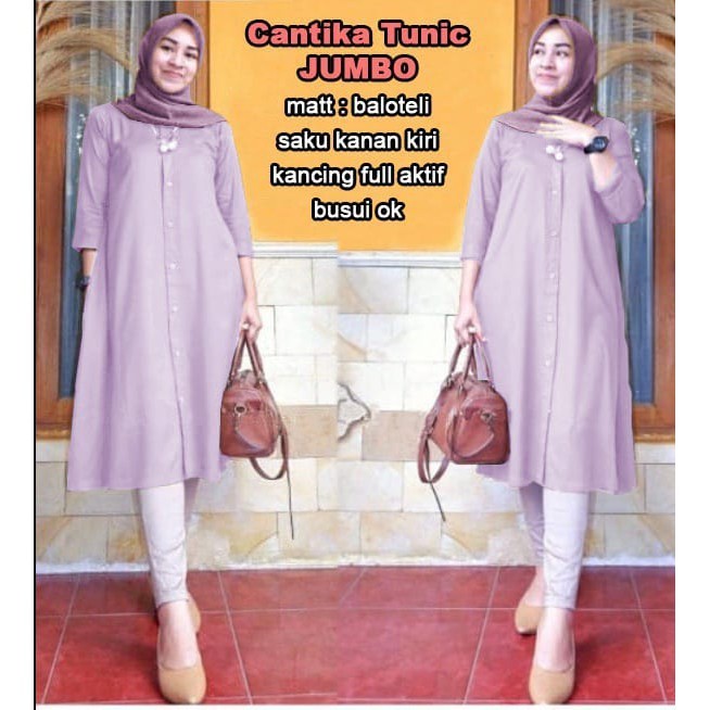 BOOM - TUNIK CANTIKA JUMBO, L, XL, XXL , 3XL / BAJU MUSLIM WANITA JUMBO/ TUNIK JUMBO / TUNIK TERBARU