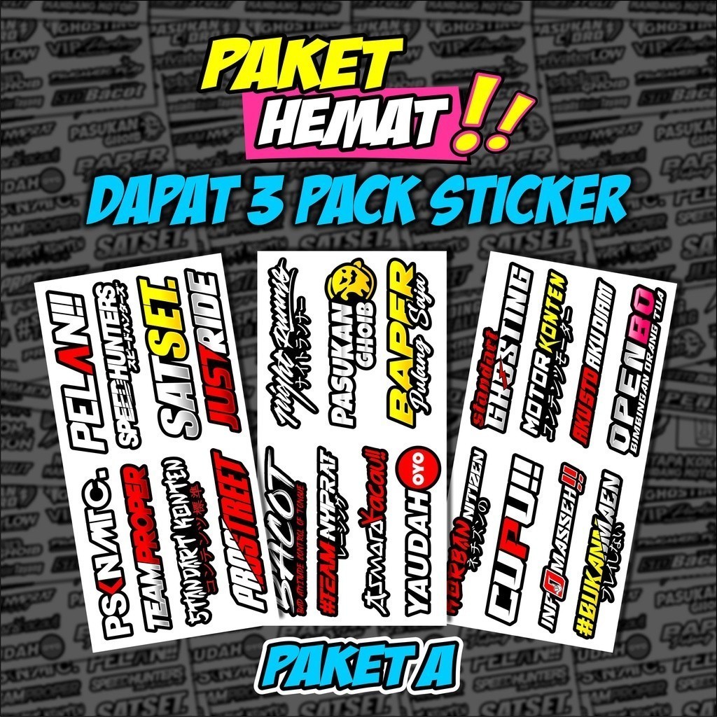Sticker Pack Print & Cut Stiker cutting racing all pack Motor Racing Vinyl  Sticker VIRAL