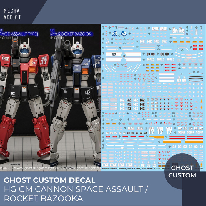 Water Slide Decal HG GM CANNON SPACE ASSAULT / ROCKET BAZOOKA by Ghost Decal